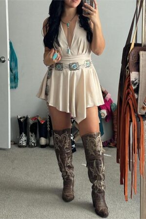 Sexy White V-neck Vest Mini Dress