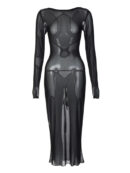 Sexy Backless Strappy Dress Summer Elegant Outfits for Women Long Sleeve Tulle Maxi Dresses Vestido