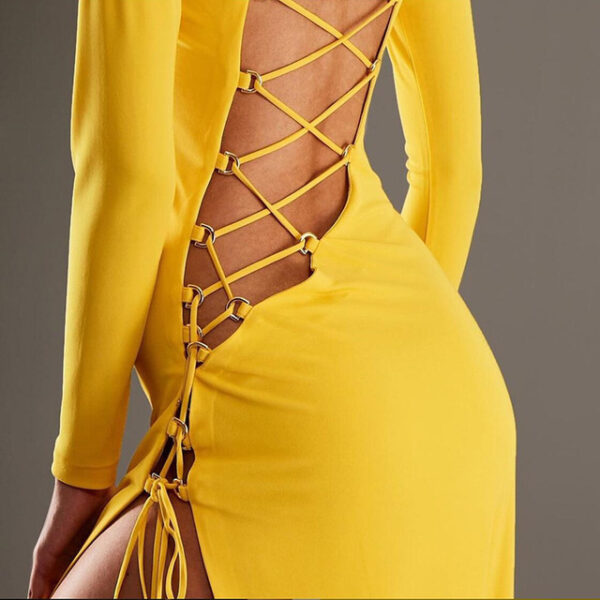 Tossy Black Backless Maxi Party Night Dress Evening Clubwear Sexy Women Elegant High Split Out Dresses Hollow Out Vestidos 2021 - Image 4
