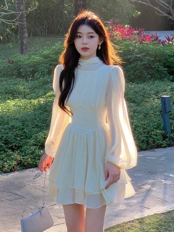 Summer New Elegant Chiffon Dress Women Slim Ruffles Long Sleeve A-line Evening Party Dresses Prom Robe Korean Fashion Vestido - Image 5