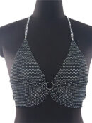 Taruxy Rhinestones Wrap Chest Vest Tops Women Summer V-Neck Backless Sexy Tank Tops Hot Girls Sparkly Streetwear Y2K Tops Tee