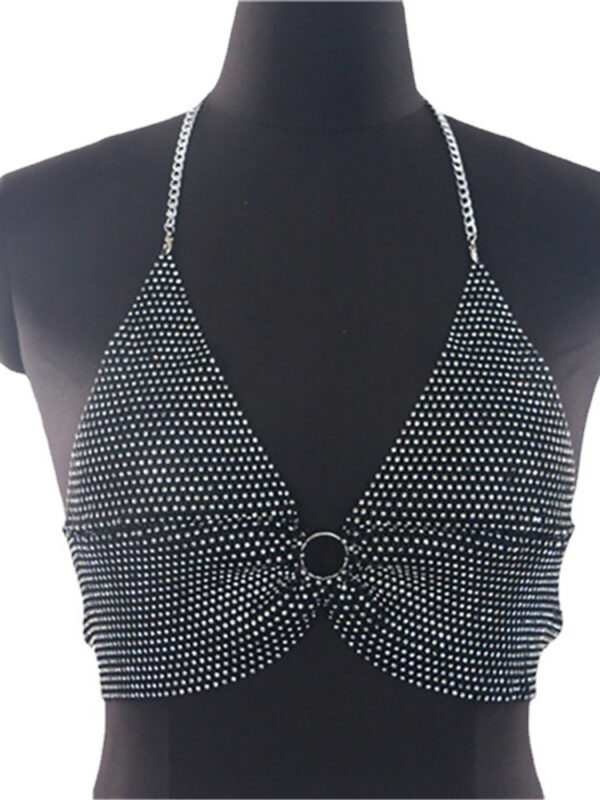 Taruxy Rhinestones Wrap Chest Vest Tops Women Summer V-Neck Backless Sexy Tank Tops Hot Girls Sparkly Streetwear Y2K Tops Tee - Image 5