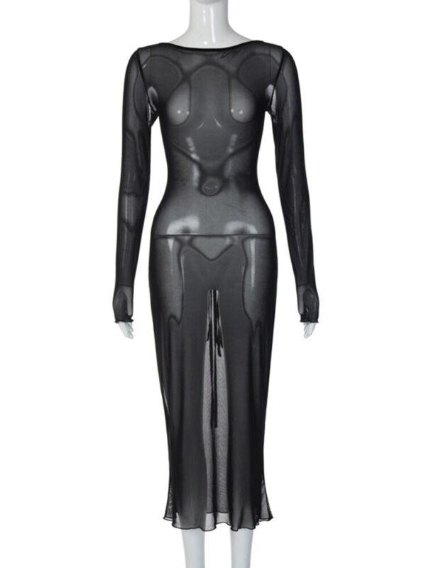 Sexy Backless Strappy Dress Summer Elegant Outfits for Women Long Sleeve Tulle Maxi Dresses Vestido - Image 6