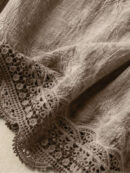 Khaki Loose Casual Vintage Lace Sleeveless Vest