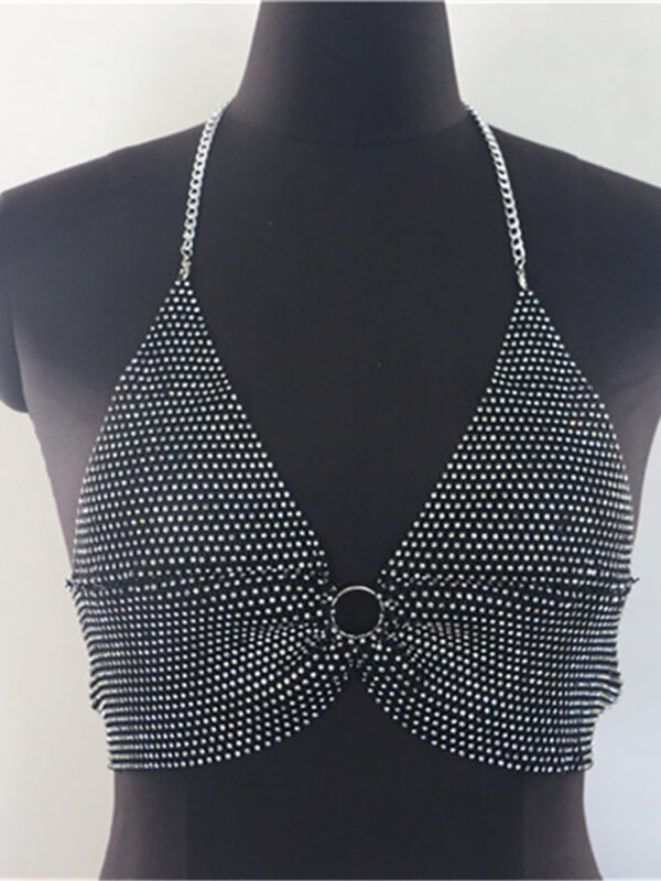 Taruxy Rhinestones Wrap Chest Vest Tops Women Summer V-Neck Backless Sexy Tank Tops Hot Girls Sparkly Streetwear Y2K Tops Tee - Image 4