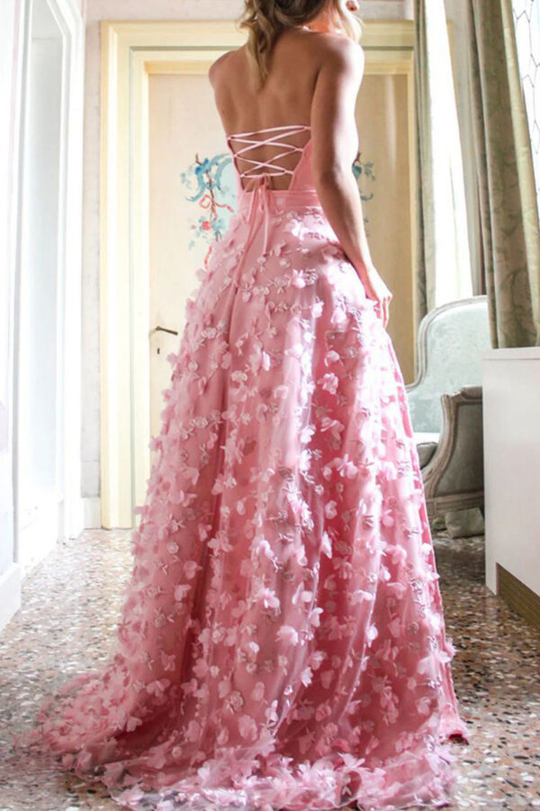 Elegant Solid Frenulum Strapless Evening Dress Dresses - Image 9