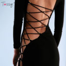 Tossy Black Backless Maxi Party Night Dress Evening Clubwear Sexy Women Elegant High Split Out Dresses Hollow Out Vestidos 2021