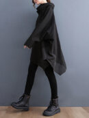 Long Sleeves Loose Asymmetric Split-Joint Zipper Heaps Collar Sweatshirt Tops