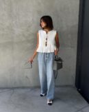 Cotton Linen Sleeveless Lace-up Cardigan Vest