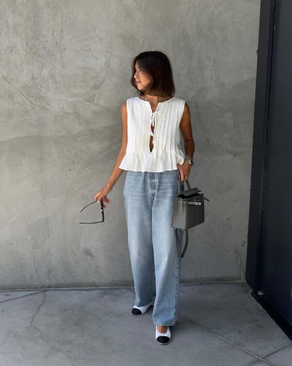 Cotton Linen Sleeveless Lace-up Cardigan Vest - Image 10