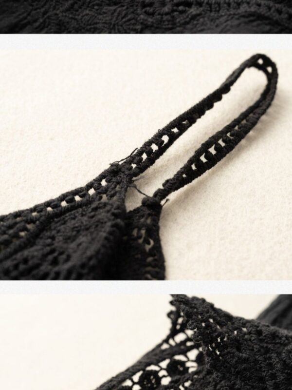 Khaki Loose Casual Vintage Lace Sleeveless Vest - Image 10