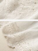 Khaki Loose Casual Vintage Lace Sleeveless Vest