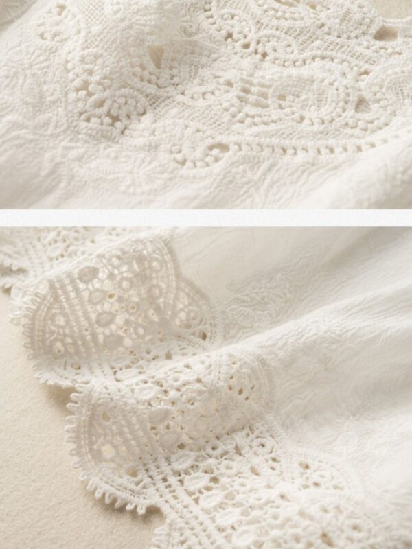 Khaki Loose Casual Vintage Lace Sleeveless Vest - Image 8