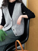Loose Sleeveless Split-Joint V-Neck Vest Top