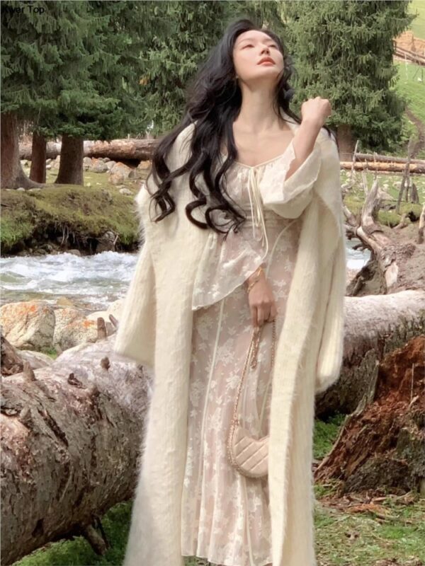Elegant Flare Sleeve Mermaid Long Dresses for Women New Spring Summer Slim Wedding Runway Party Lace Vestidos Vintage Clothing - Image 6