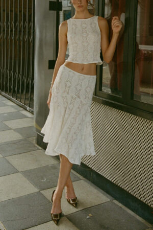 Sexy Round Neck Short Vest Skirt Two-Piece Set