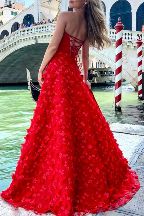 Elegant Solid Frenulum Strapless Evening Dress Dresses - Image 6
