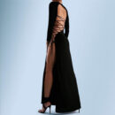 Tossy Black Backless Maxi Party Night Dress Evening Clubwear Sexy Women Elegant High Split Out Dresses Hollow Out Vestidos 2021