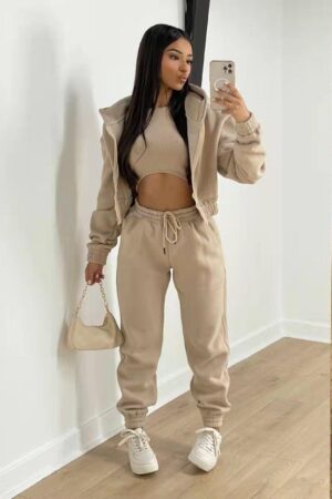 Women’s Hooded Sweatshirt Long Sleeve Sports Casual Suit for Autumn Winter