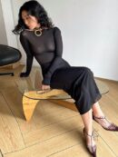 Sexy Backless Strappy Dress Summer Elegant Outfits for Women Long Sleeve Tulle Maxi Dresses Vestido