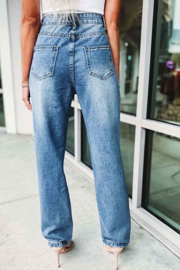 Rhinestone Chain Ripped Jeans - Image 5