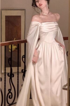 Elegant Wedding Evening Party White Dress Women France Vintage Princess Dresses Formal Occasion Vestidos Korean Chic Clothes New