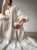 Spring Women Embroidery Evening Party Dresses Elegant Lantern Sleeve Vintage Casual A-Line Dress Female Fashion Vestidos Robe