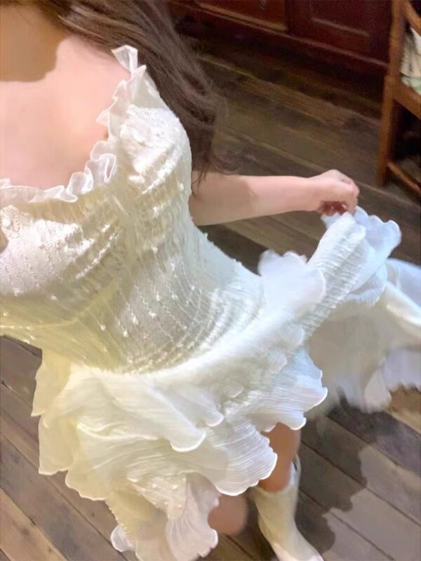 Y2K Ruffles Spaghetti Strap Irregular Midi Dress Women Summer New Slim Fairycore Birthday Party Dress Prom Robe Vestidos Mujer - Image 2