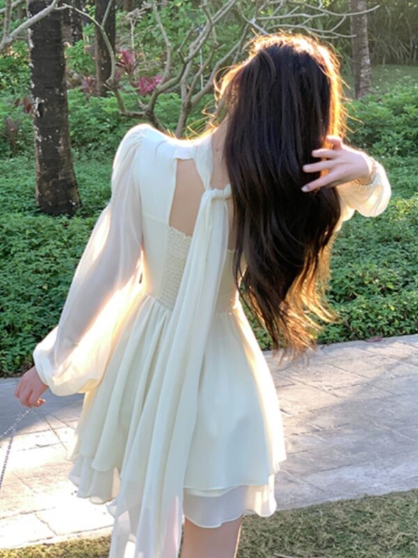 Summer New Elegant Chiffon Dress Women Slim Ruffles Long Sleeve A-line Evening Party Dresses Prom Robe Korean Fashion Vestido - Image 6