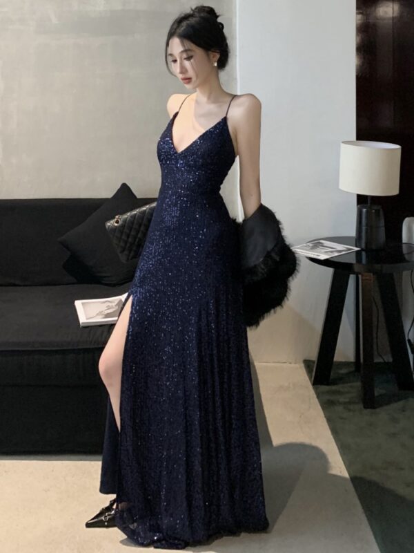 Sexy Backless Evening Party Dresses for Women V-Neck Split Slim Spring Summer Luxury Maxi Dress Prom Robe Birthday Vestidos New - Image 5