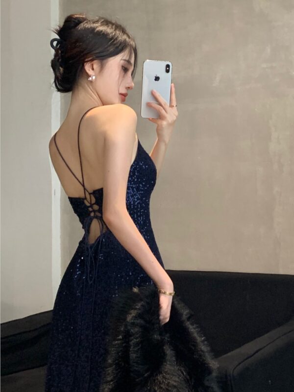 Sexy Backless Evening Party Dresses for Women V-Neck Split Slim Spring Summer Luxury Maxi Dress Prom Robe Birthday Vestidos New - Image 2