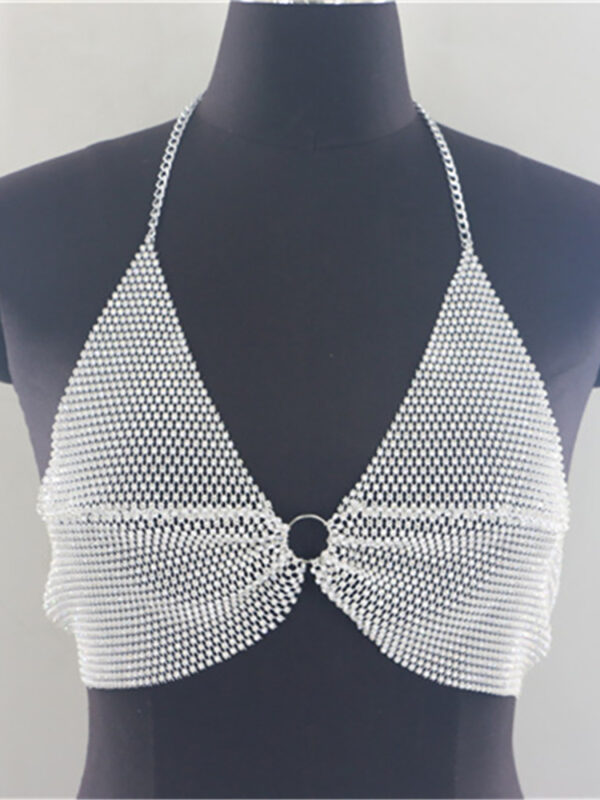 Taruxy Rhinestones Wrap Chest Vest Tops Women Summer V-Neck Backless Sexy Tank Tops Hot Girls Sparkly Streetwear Y2K Tops Tee - Image 3
